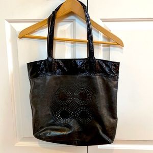 Coach black leather tote bag